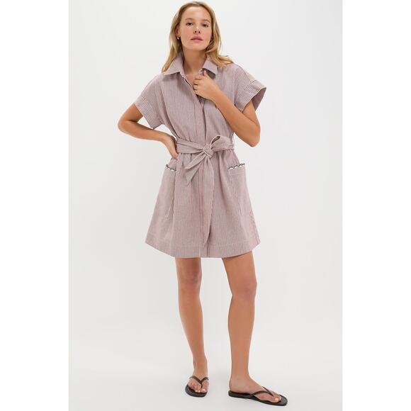 TUCKERNUCK Red and Blue Stripe Mini Ceci Dress Size L NWT Retail $198 Tuckernuck - Picture 4 of 8